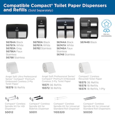 Compact® 4-Roll Quad Coreless Toilet Paper Dispenser by GP PRO, Black, 11.750” W x 6.900” D x 13.250” H (56744B)