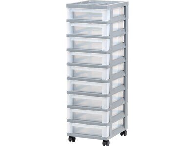 Iris 9-Drawer Standalone Storage Cart, Gray/Translucent White (585084)