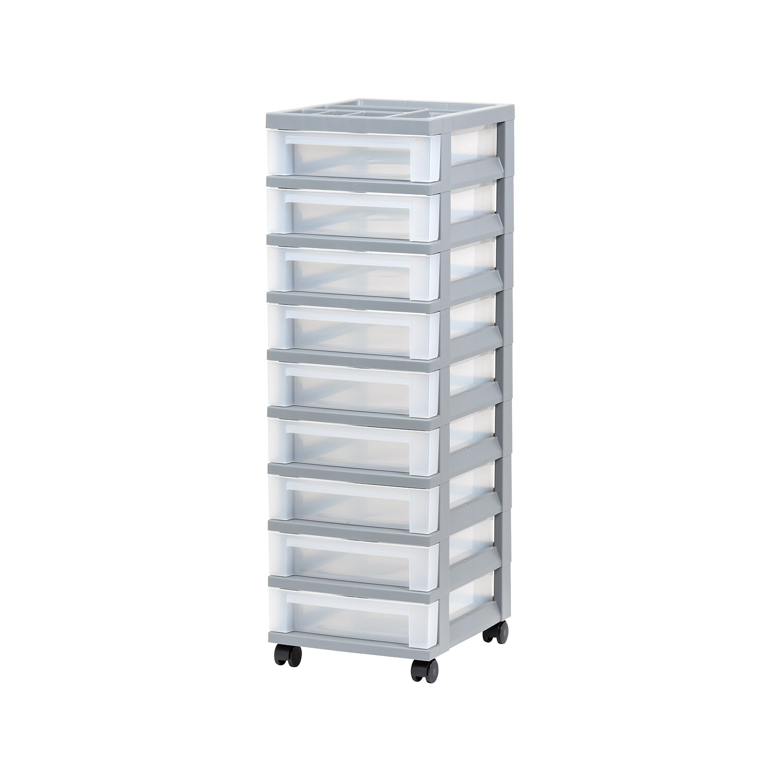 Iris 9-Drawer Standalone Storage Cart, Gray/Translucent White (585084)