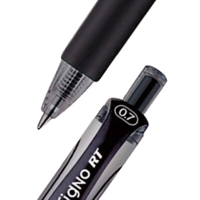 uniball Signo RT Gel Pens, Medium Point, 0.7mm, Black Ink, Dozen (65940)