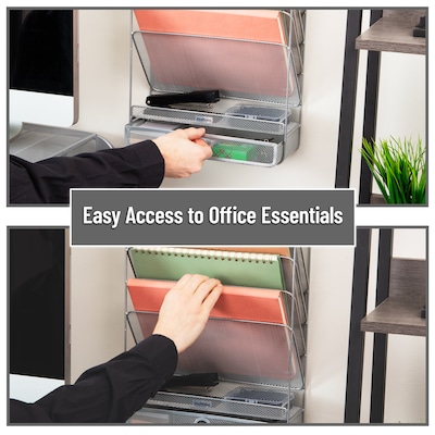 Mind Reader 7-Compartment Metal Desk Shelf, Silver (MAGROUND-SIL)