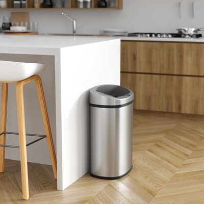 iTouchless SensorCan Stainless Steel Sensor Trash Can with AbsorbX Odor Control System, Silver, 13 gal. (ITOS13B)