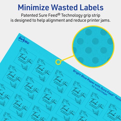 Avery Laser/Inkjet Multipurpose Square Labels, 1" x 1", Bright Blue, 3840/Box (94103)