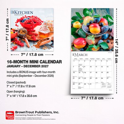 2027 BrownTrout Kitchen 7" x 7" Monthly Wall Calendar (9798330709588)