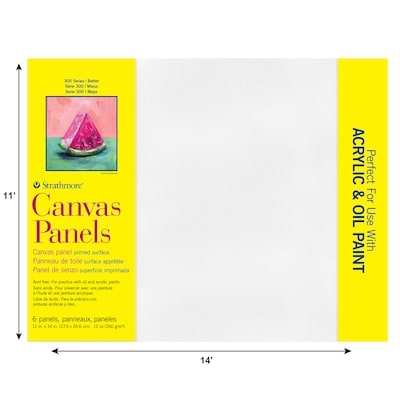Strathmore 300 Series Primed Primed White Canvas Panel, 11 x 14, 6/Pack (STTP31111)
