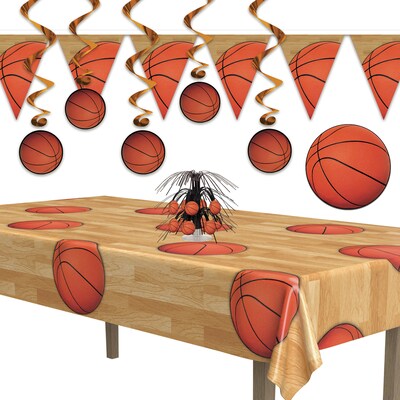 Beistle Basketball Plastic Tablecover, Multicolor, 3/Pack (53931)
