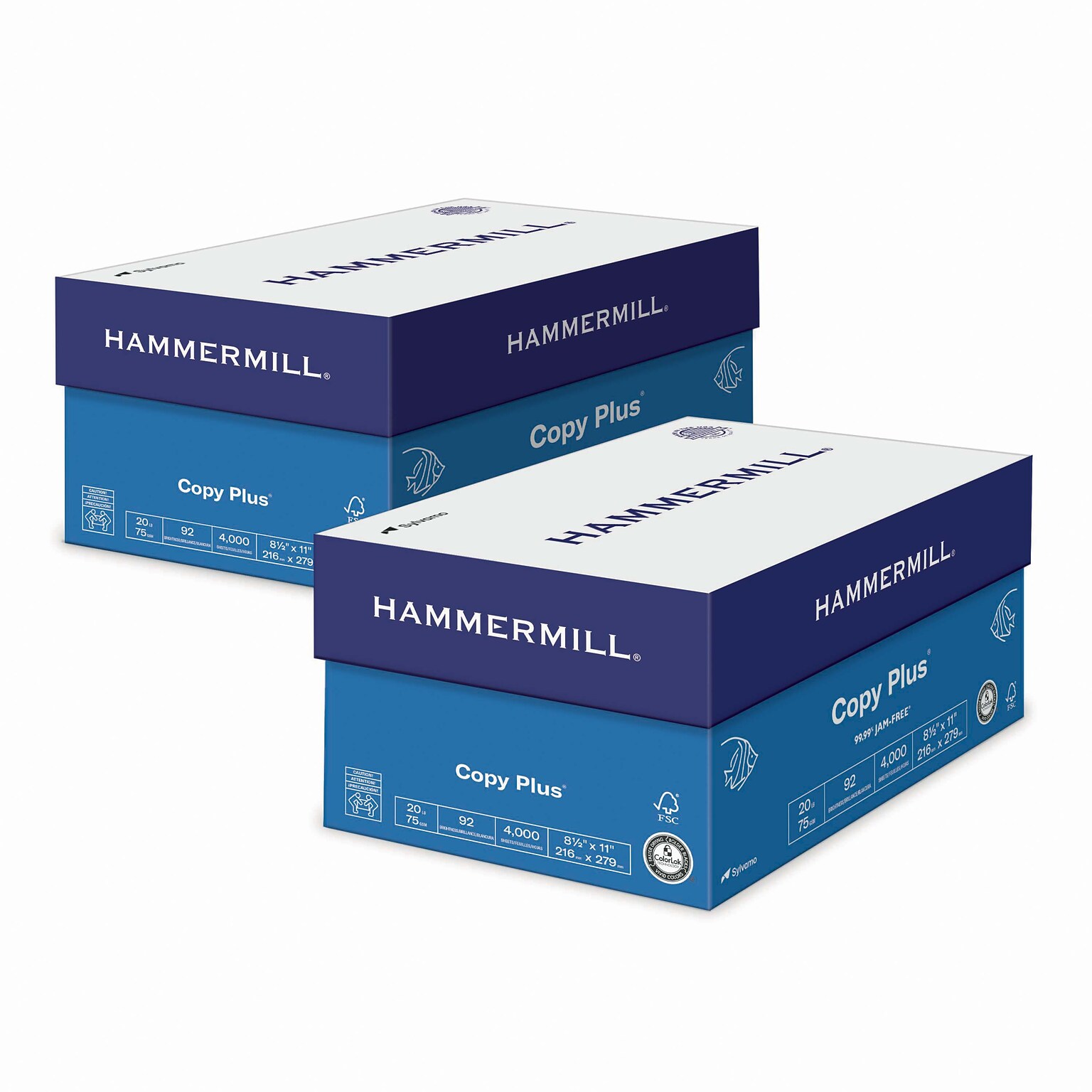 Hammermill Copy Plus 8.5 x 11 Copy Paper, 20 lbs., 92 Brightness, 500 Sheets/Ream, 8 Reams/Carton, 2 Cartons/Deal, 16 Reams