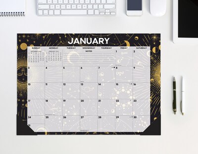 2027 Willow Creek Celestial 17" x 12" Monthly Desk Pad Calendar, Assorted Colors (66461)