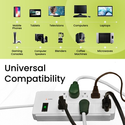 GoGreen Power 6' Surge Protector, 8 Outlet, White (GG-18316WH)
