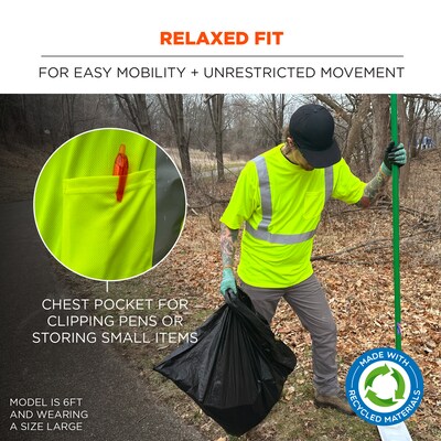 GloWear 8289-ECO High Visibility Short Sleeve T-Shirt, ANSI Type R Class 2, Lime, XS, (21531)