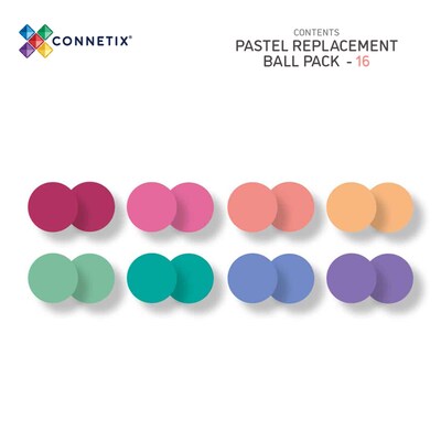 Connetix Magnetic Tiles Pastel Ball Pack, 16 Pieces (CNTP00016BA)