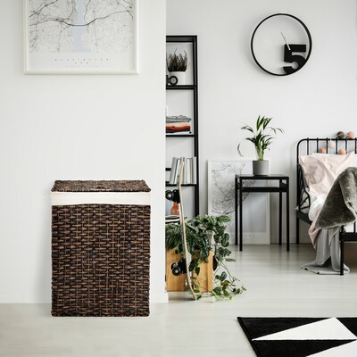 Seville Classics Handwoven Portable Laundry Hamper w/ Washable Liner, Mocha Brown (WEB6560