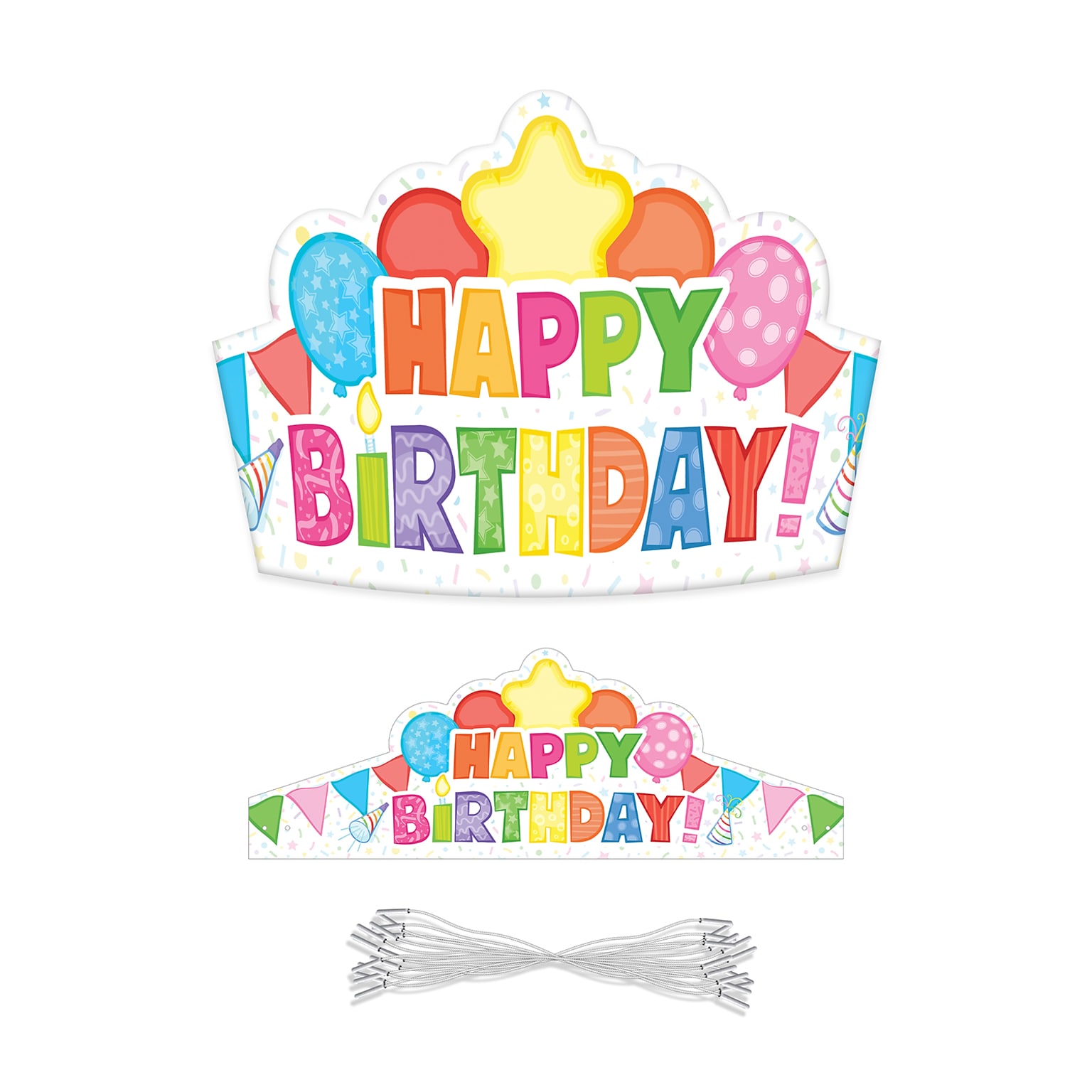Carson Dellosa Education Happy Birthday Crowns, 14.5 x 5.12, Multicolored, 30/Pack (CD-101100)
