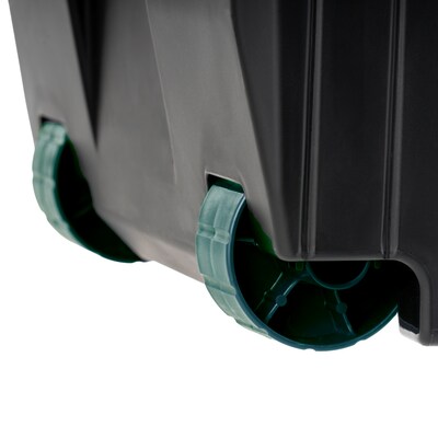 Remington Heavy-Duty Rolling 20 Gal. Storage Container with Latching Lid, Plastic, Black & Green, 2/Pack (500511)
