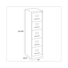 Hirsh Industries® Vertical Letter File Cabinet, 5 Letter-Size File Drawers, Putty, 15 x 26.5 x 61.37