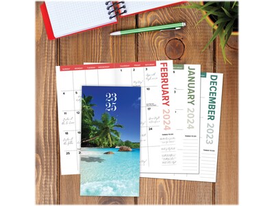 2023-2025 Willow Creek Tropical Beach 3.5" x 6.5" Academic Monthly Planner, Paperboard Cover, Multicolor (38611)