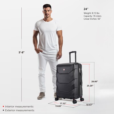 DUKAP Zonix 26 Hardside Suitcase, 4-Wheeled Spinner, TSA Checkpoint Friendly, Black (DKZON00M-BLK)