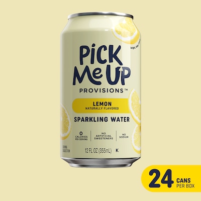 Pick Me Up Provisions™ Lemon Sparkling Water, 12 oz., 24 Cans/Carton (PM63523)