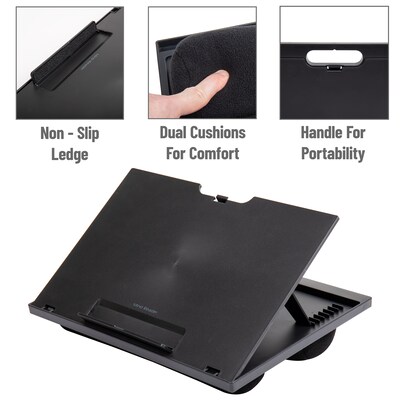 Mind Reader 11" x 14.75" Plastic Lap Desk with Cushion, Black (LTADJUST-BLK)
