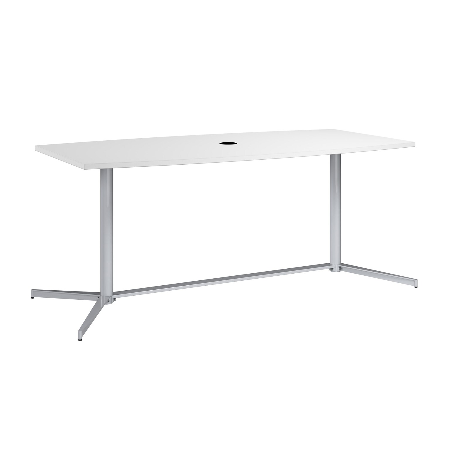 Bush Business Furniture 72W x 36D Boat Shaped Conference Table, White (99TBM72WHSVK)