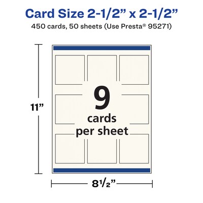 Avery Business Cards, 2.5" x 2.5", Matte Ivory, 450/Box (95271)
