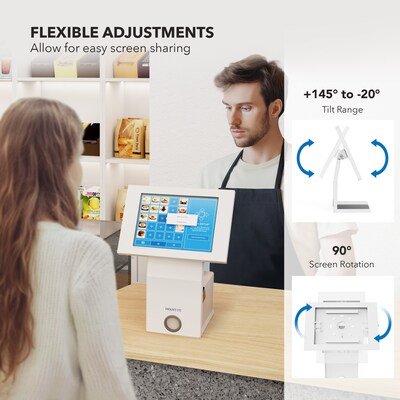 Mount-It! Adjustable Anti-Theft Tablet Kiosk with Printer Shelf, White (MI-3883W_G10)