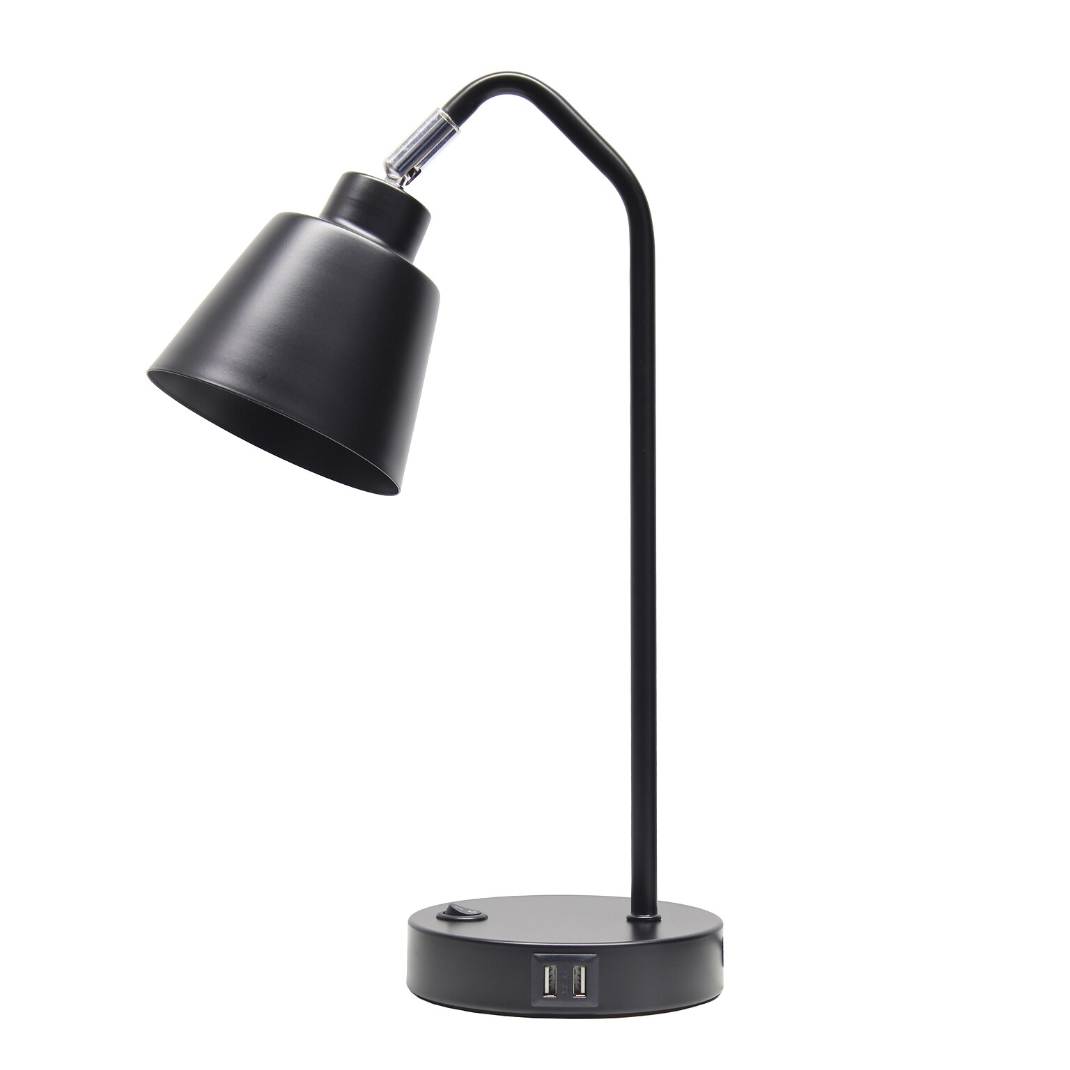 Simple Designs Sleek Essentials LED Desk Lamp, 16, with USB Ports, Black (LD1071-BLK)