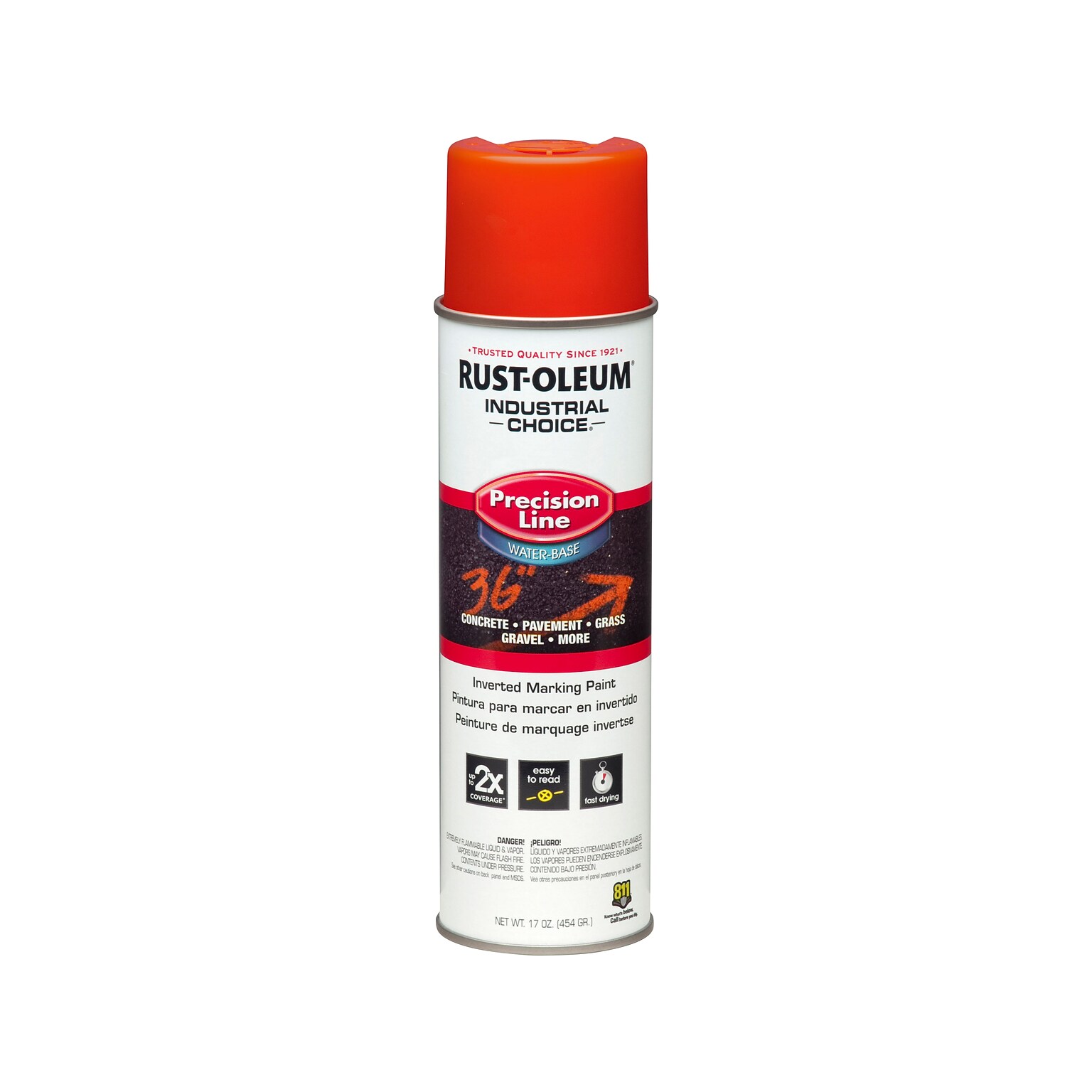 Rust-Oleum Industrial Choice Precision Line Inverted Marking Paint, APWA Alert Orange, 17 oz., 12/Pack (203035)