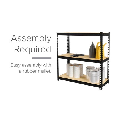 Space Solutions 1000 Riveted Steel Shelving 3-Shelf Unit, 12 x 30 x 30, Black (22539)
