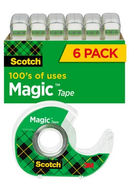 Scotch Magic Tape with Refillable Dispenser, Invisible, Write On, Matte Finish, 3/4 x 18.05 yds., 1