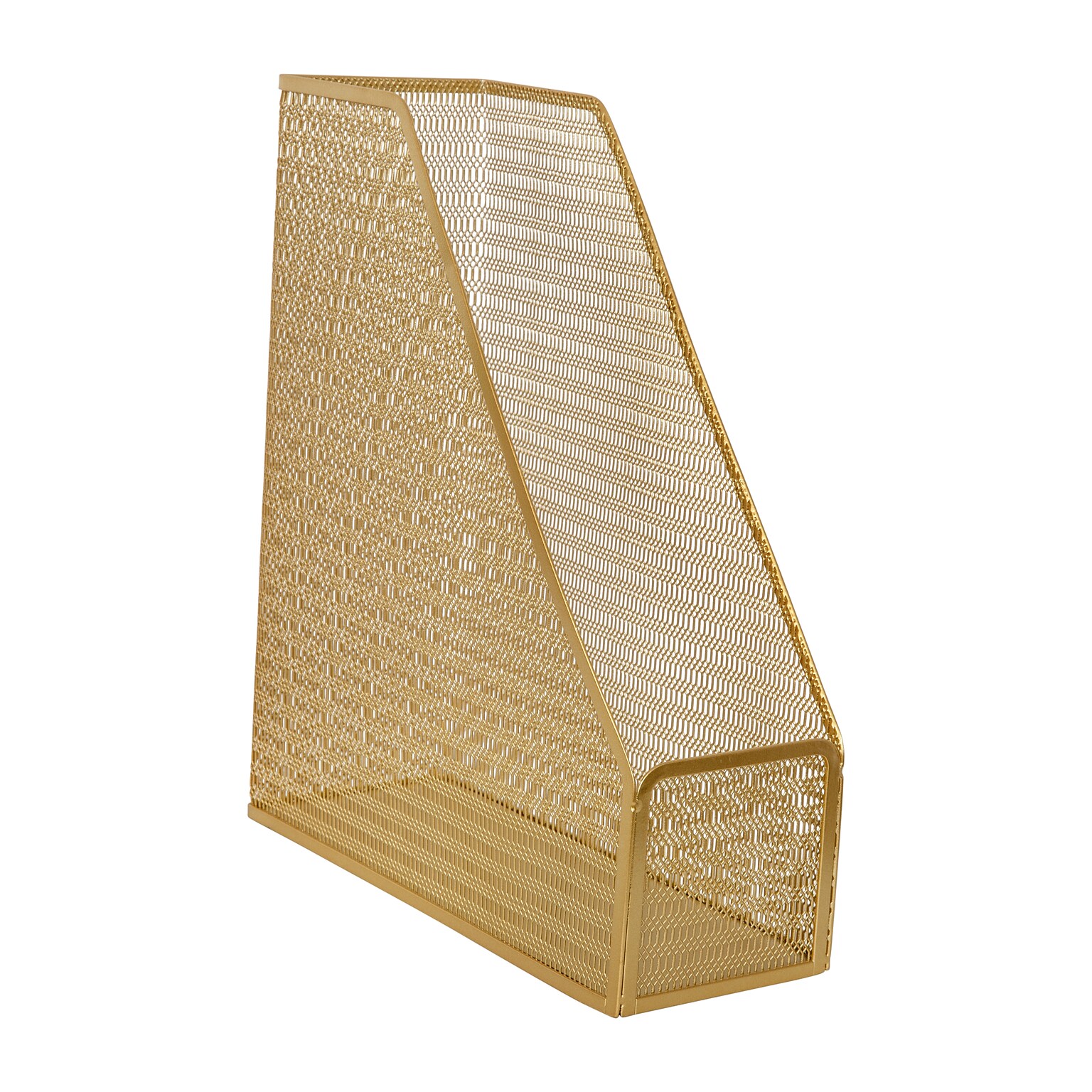 Martha Stewart Ryder Mesh Metal Magazine File Holder, Gold (HHOHD06GLD)