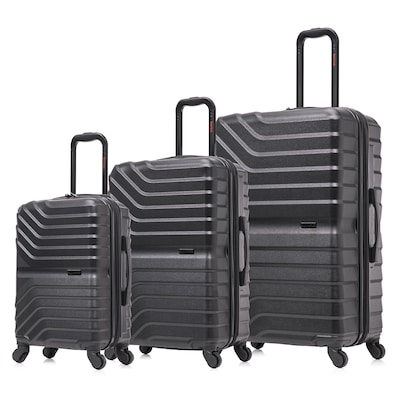 InUSA Aurum 3-Piece Hardside Spinner Luggage Set, TSA Checkpoint Friendly, Black (IUAURSML-BLK)