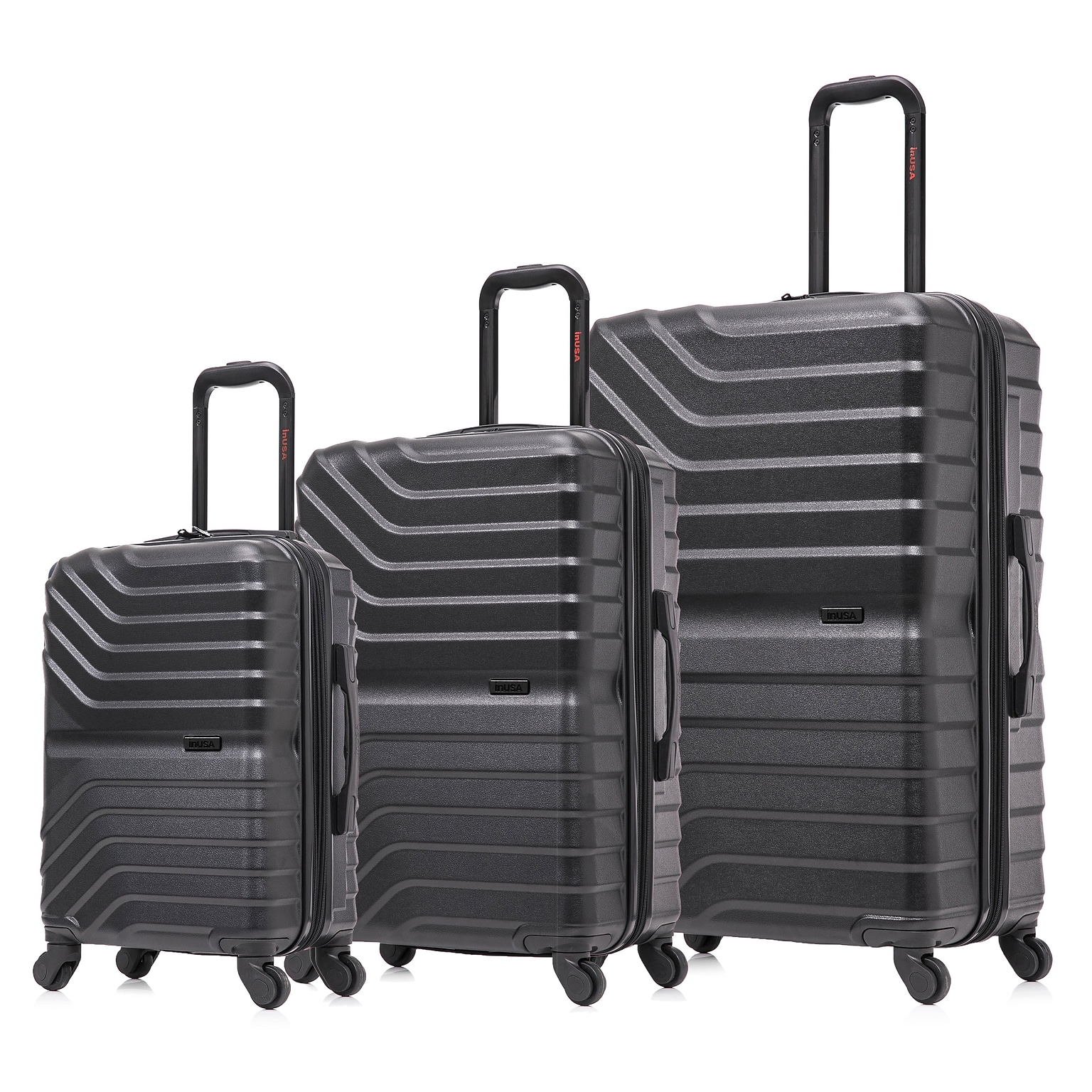 InUSA Aurum 3-Piece Hardside Spinner Luggage Set, TSA Checkpoint Friendly, Black (IUAURSML-BLK)