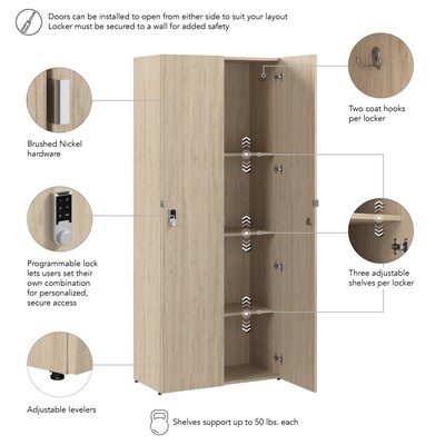 Bush Business Furniture Assure 72"H Single Tier Natural Elm Storage Lockers (AUS230NEK)
