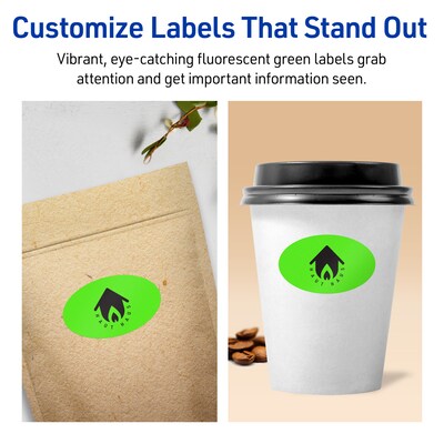 Avery Laser/Inkjet Multipurpose Oval Labels, 1.5" x 2.5", Neon Green, 1440/Box (94051)