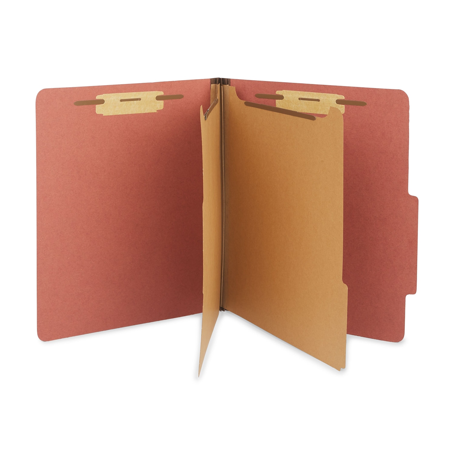 Staples® Recycled Pressboard Classification Folder, 2-Dividers, 2 1/2 Expansion, Letter Size, Brick Red, 20/Box (ST614617-CC )