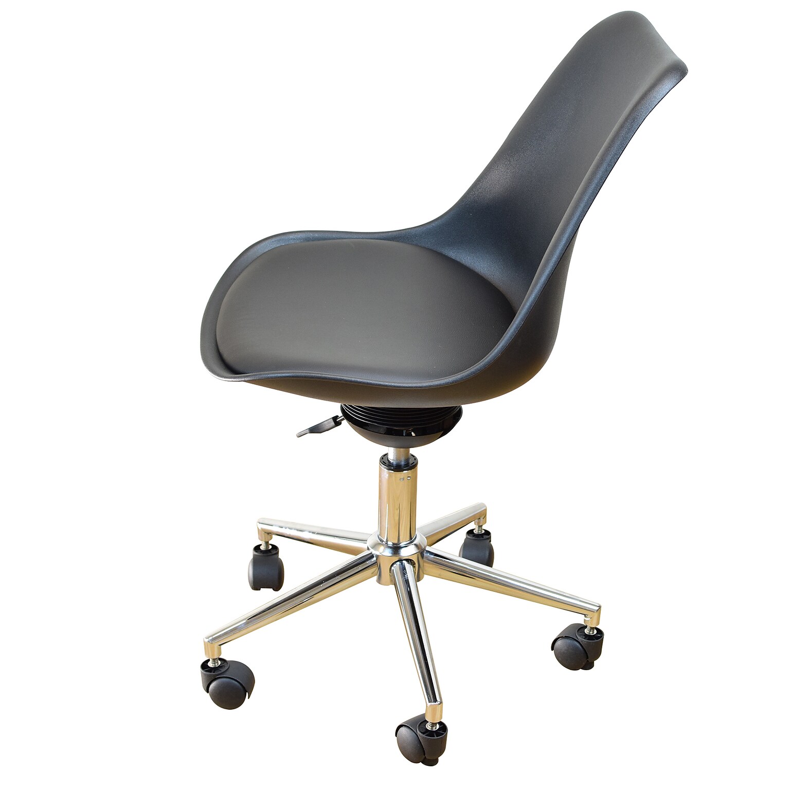 Uncaged Ergonomics Armless PP & PU Swivel Task Chair, Black (ATC-B)
