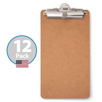 Officemate Wood Clipboard, Memo Size, Brown, 12/Pack (83156)