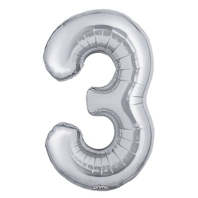 Party City (Air-Filled) 16 #3 Foil Balloon, Silver, 2/Pack (AM60050251-18)