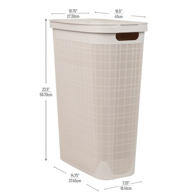 Mind Reader 10.57-Gallon Hamper with Lid, Plastic, Ivory (40FABHAMP-IVO)