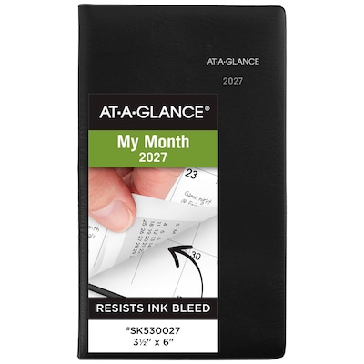 2027 AT-A-GLANCE DayMinder 3.5 x 6 Monthly Planner, Plastic Cover, Black (SK53-00-27)