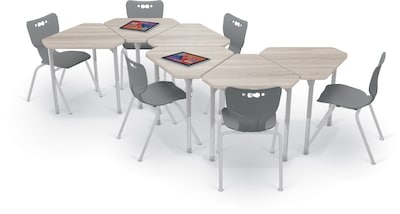 MooreCo Hierarchy Monroe Desk, 30"W x 27"D, Grey Elm/Platinum Base (703673562942)