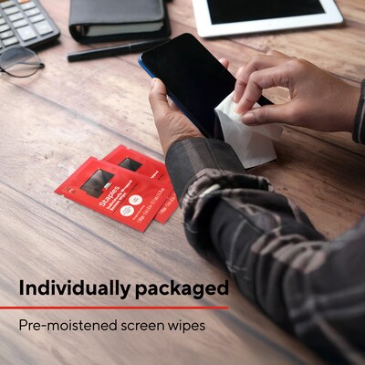 Staples TECH Individually Wrapped Screen Wipes, 200/Pack (ST63058)