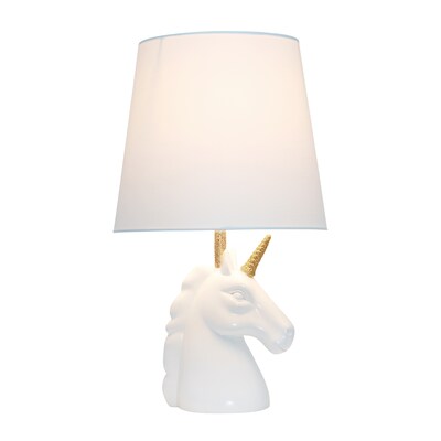 Simple Designs Sparkling Glitter Unicorn Table Lamp, Gold Glitter and Matte White (LT1078-GLD)