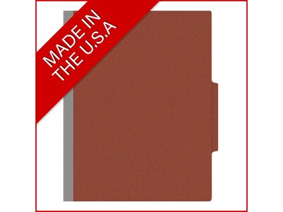 Medical Arts Press Pressboard Classification Folder, 2 Dividers, 2" Expansion, Letter Size, Red, 10/Box (DV-T42-26-3RED-PKT)