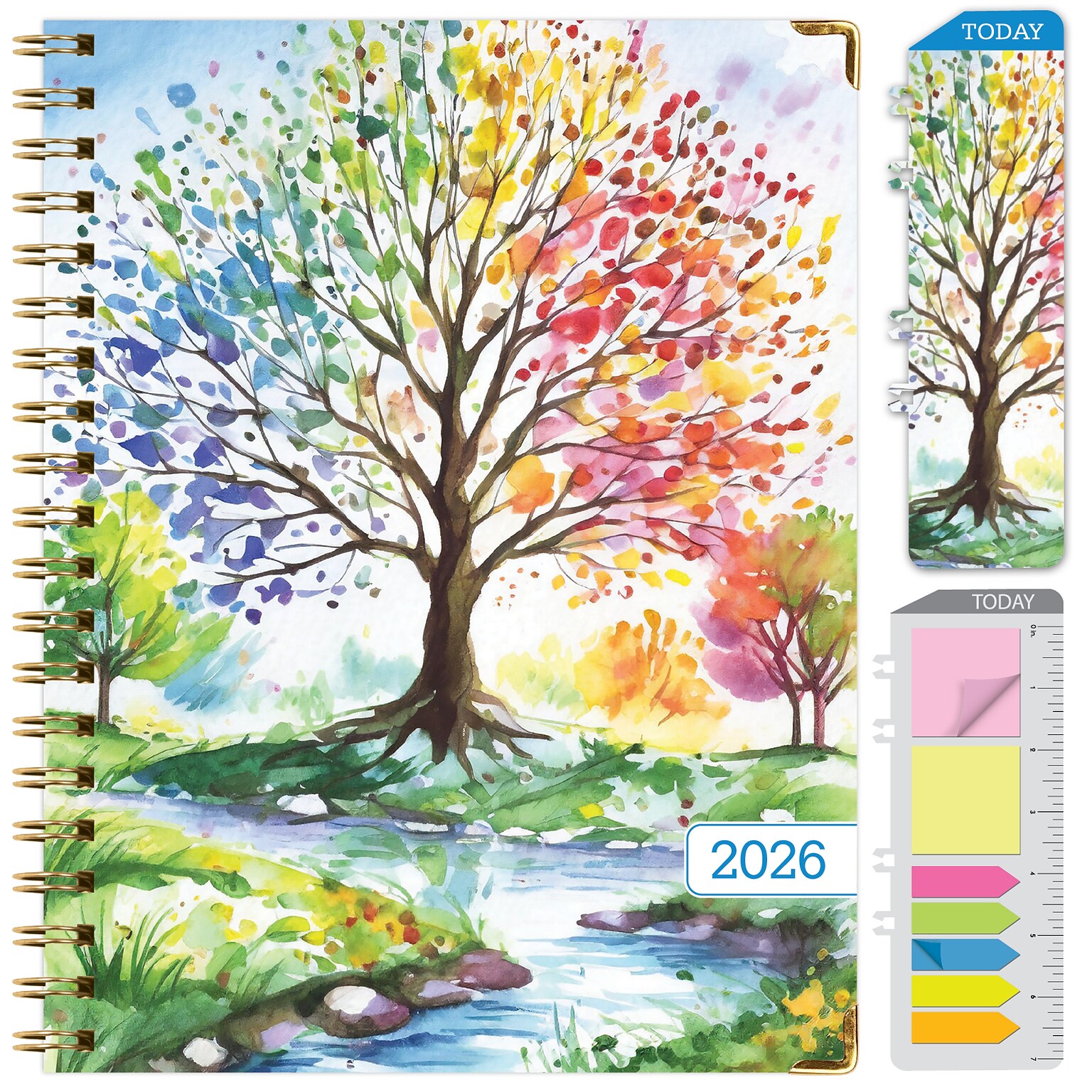 2026 Global Printed Products 8.5 x 11 Weekly & Monthly Planner, Paperboard Cover, Tree Seasons (FSHN-CY26-8511-20)