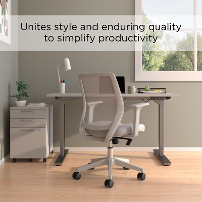 Staples Essentials Ergonomic Fabric Swivel Task Chair, Gray (UN58149)