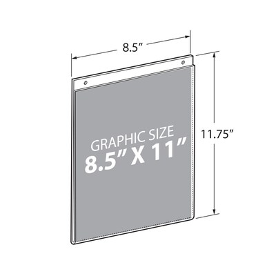 Azar  8.5" x 11 Sign Holder, Vertical, Wall-Mounted, Clear, Acrylic, 10/Pack (162714)