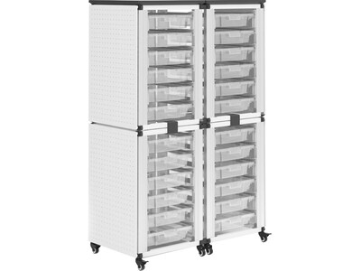 Luxor Mobile 24-Section Stacked Modular Classroom Storage Cabinet, White (MBS-STR-22-24S)