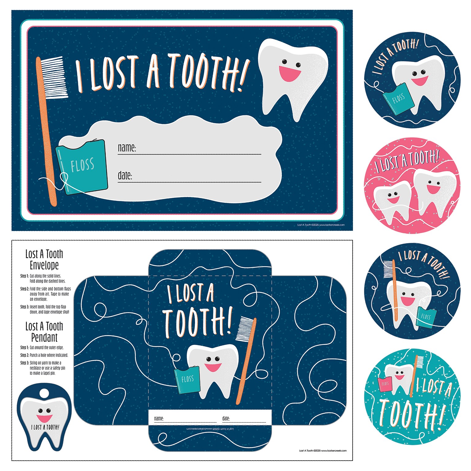 Barker Creek Lost a Tooth Classroom Set, Multicolored, 62/Set (4442)